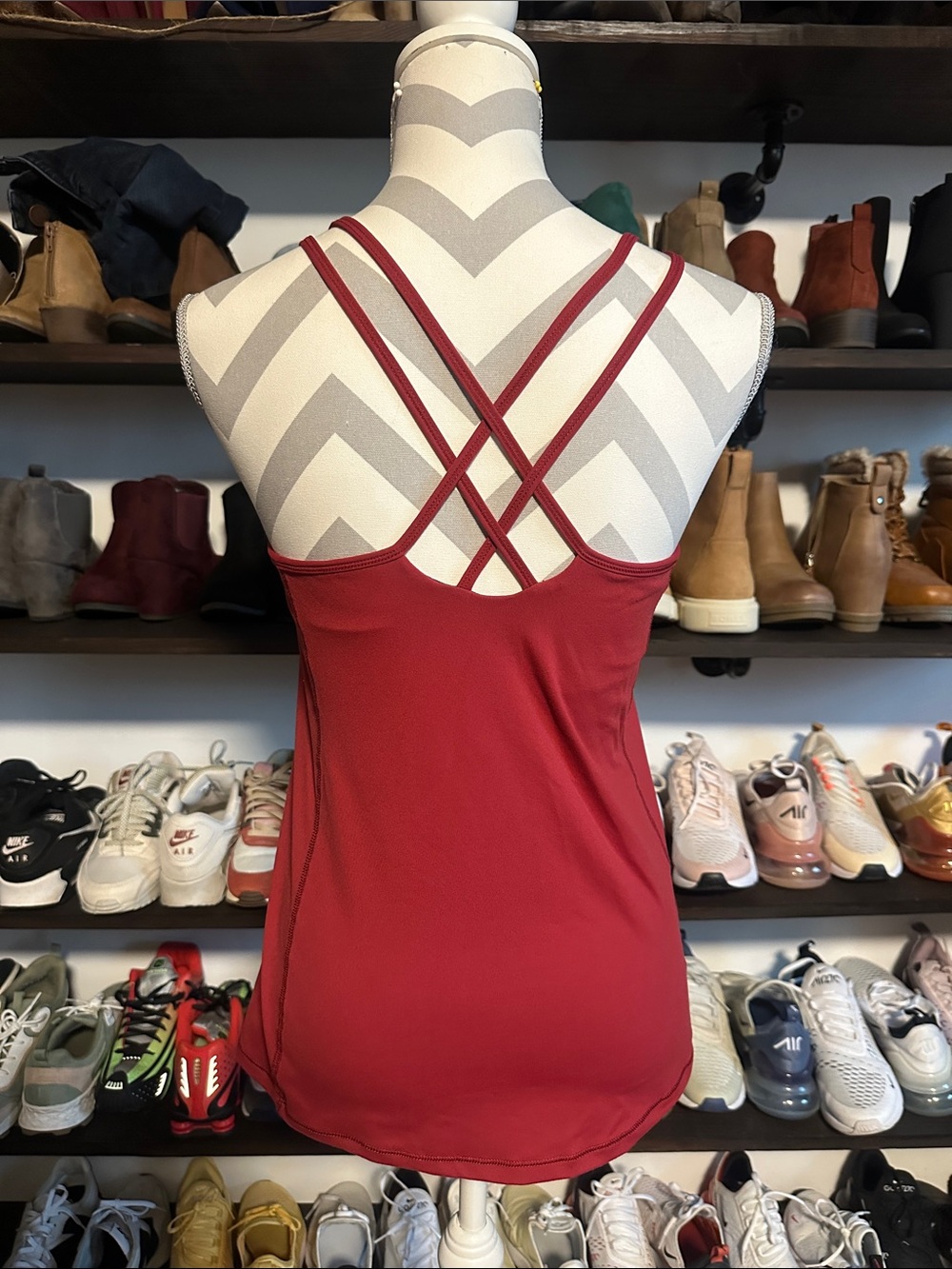 Red Strappy Back Women's Tank Top